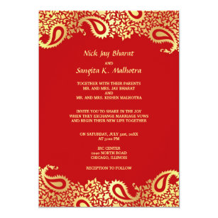 Indian Wedding Invitations Zazzle Paisleys Elegant Indian Wedding Flat Invitation