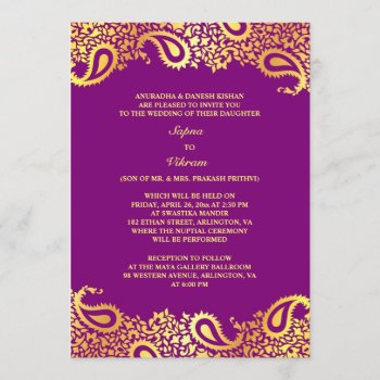 Paisleys Elegant Indian Wedding Flat Invitation by all_items at Zazzle