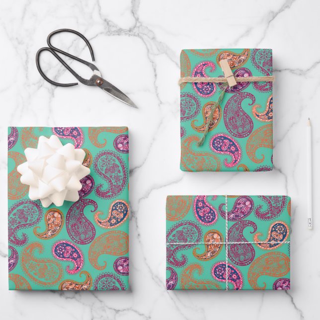 Paisleys Pattern Wrapping Paper Sheets (Front)