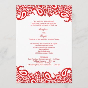 Paisleys Wedding With Programs Flat Invitation by all_items at Zazzle