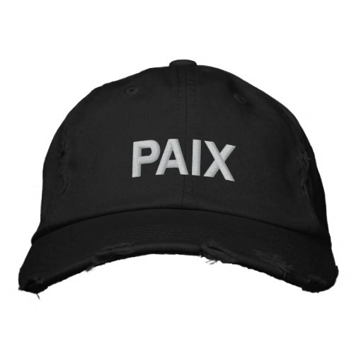 Paix peace in French black white custom modern  Embroidered Baseball Cap