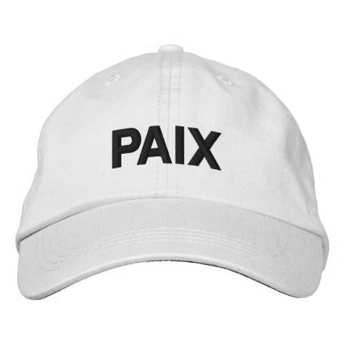 Paix peace in French white black custom modern Embroidered Baseball Cap