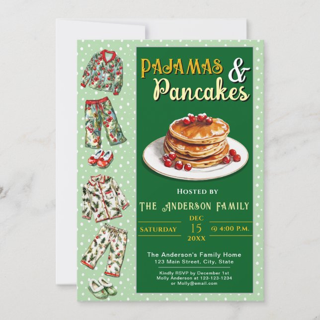 Pajama and Pancakes Party Invitation (Front)