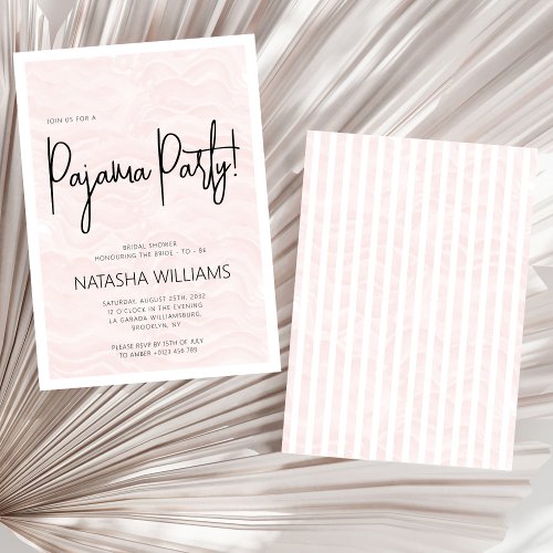 Pajama Bachelorette Pastel Pink Chic Invitation