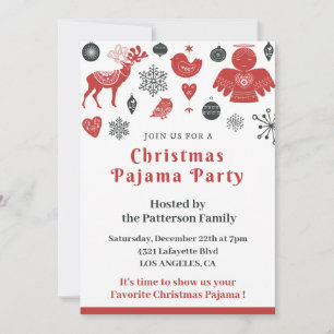 Pajama Christmas Invitations cute illustration