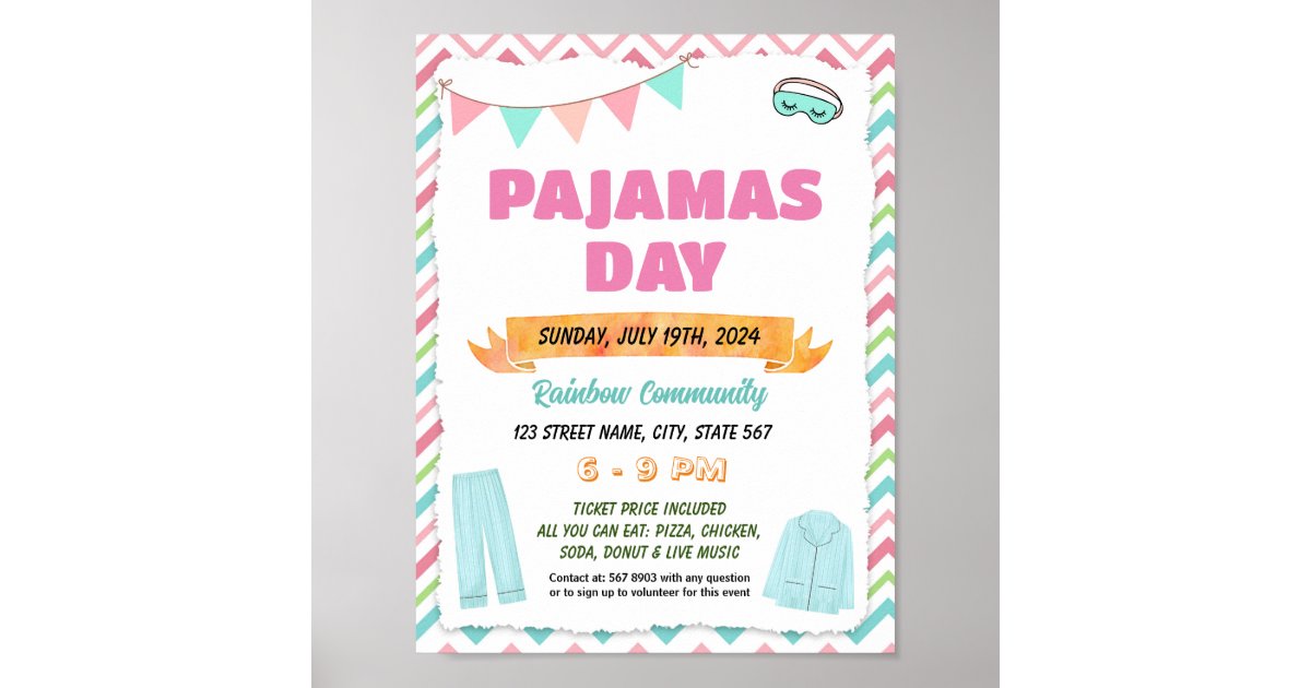 Pajama Day Flyer Poster Template 