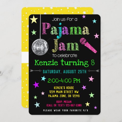 Pajama Jam Party Invite _ PJ Dance Party Invite