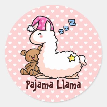 Pajama Llama Classic Round Sticker by YamPuff at Zazzle
