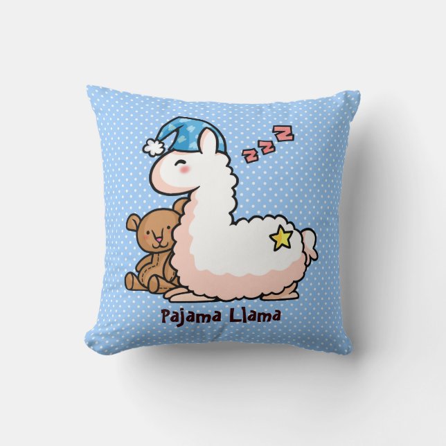 Pajama Llama Throw Pillow (Front)