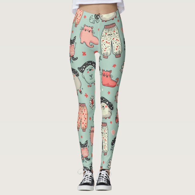 pajama pants pattern with whimsical characters (Front)