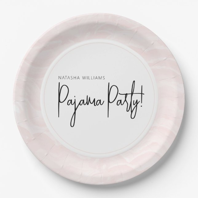 Pajama Party Abstract Soft Pink Pattern Chic Paper Plates (Front)