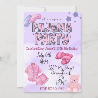 Pajama Party Birthday Invitation