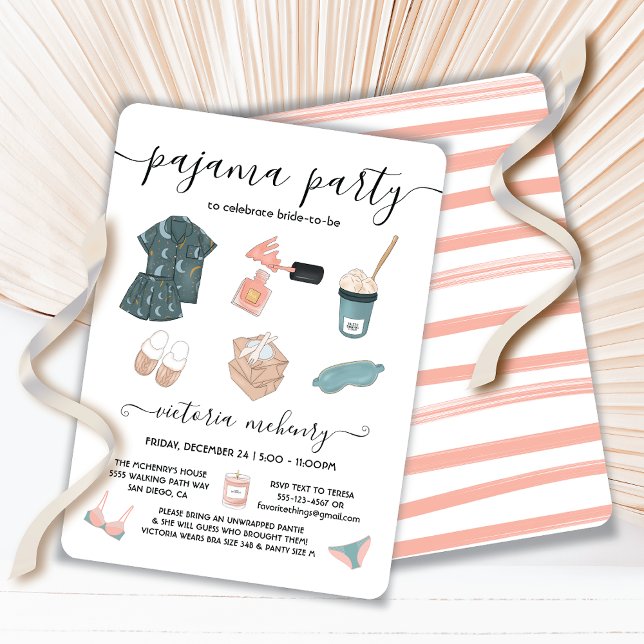 Pajama Party Bridal Shower Lingerie  Invitation (Creator Uploaded)