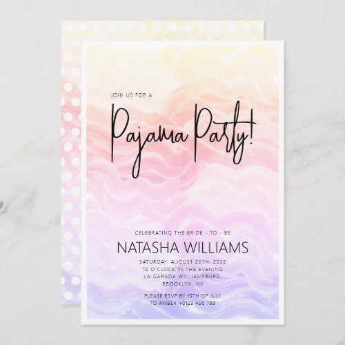 Pajama Party Colorful Pastel Chic Invitation