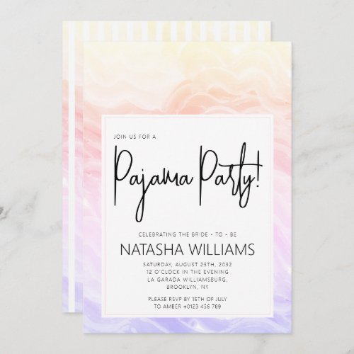 Pajama Party Colorful Pastel Elegant Stripes Invitation