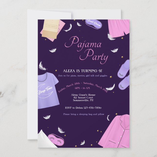 Pajama Party for Girls Invitation (Front)