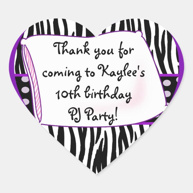 Pajama Party Heart Purple Sticker (Front)