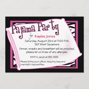 Pajama Party In Black and Pink Invitation