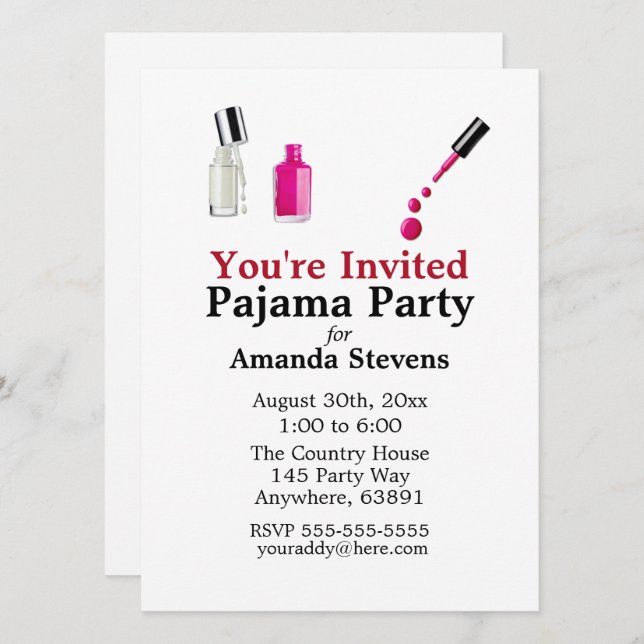 Pajama Party Invitation (Front/Back)
