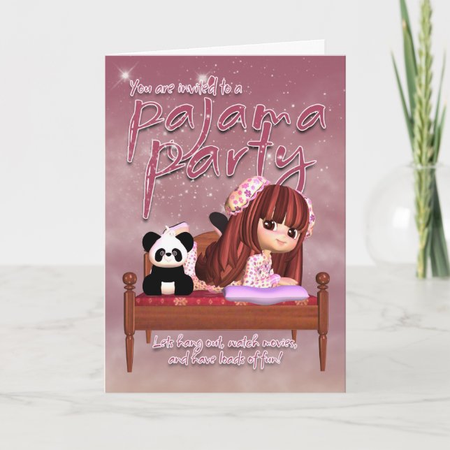 Pajama Party Invitation Card (Front)
