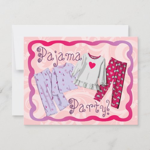 Pajama Party Invitation, Pink and Purple PJ's