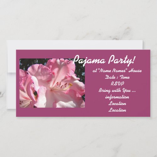 Pajama Party invitations cards Pink Rhodies Girls