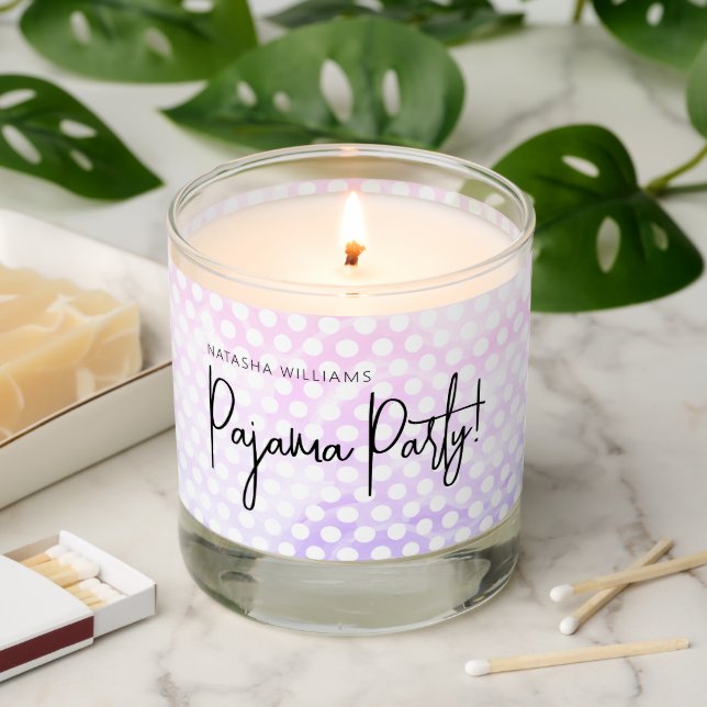 Pajama Party Pastel Polka Dots Modern Scented Candle (Lit)