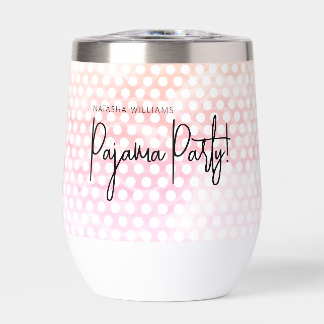 Pajama Party Pastel Polka Dots Modern Thermal Wine Tumbler (Front)