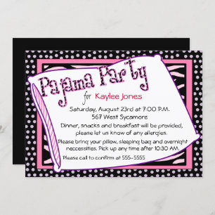 Pajama Party Polka Dot Pinks Invitation