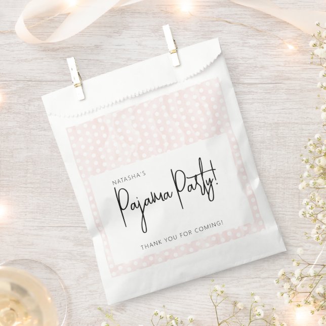 Pajama Party Polka Dots Soft Pink  Favor Bag (Clipped)