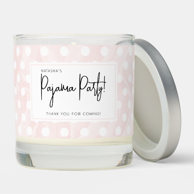 Pajama Party Polka Dots Soft Pink  Scented Candle (Lid)