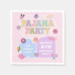 Pajama Party Preppy Varsity Patch Birthday Party Napkins