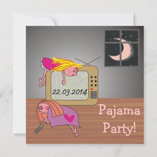 Pajama Party Sleeping Girls Cute Invitations