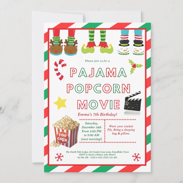 Pajama Party | Sleepover Birthday Movie Night Invitation (Front)