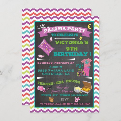 Pajama Party Sleepover Slumber Party Invitation