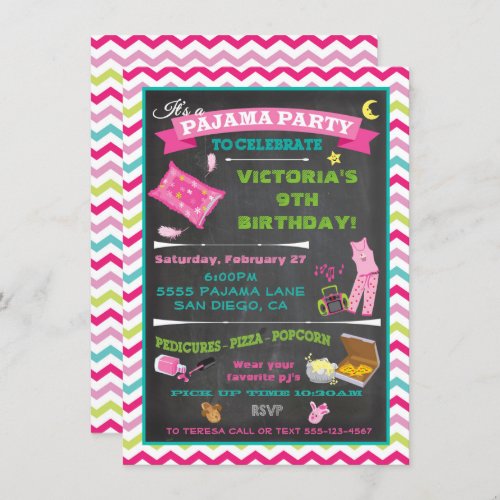 Pajama Party Sleepover Slumber Party Invitation