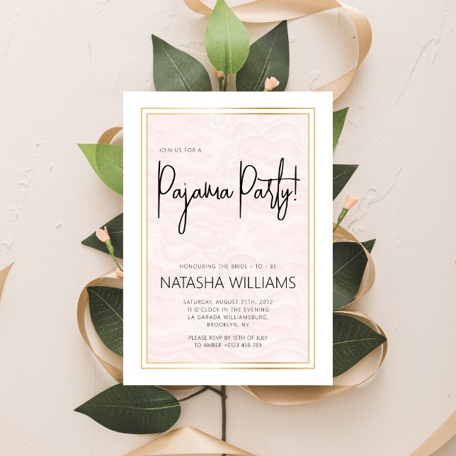 Pajama Party Slumber Bachelorette Soft Pink Stripe Invitation (Creator Uploaded)