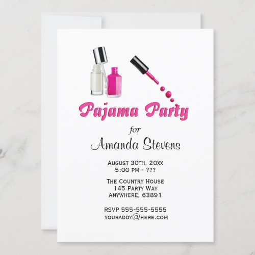 Pajama Party Unique Girls Birthday  Invitation