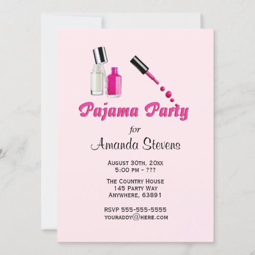 Pajama Party Unique Girls Pink Invitation