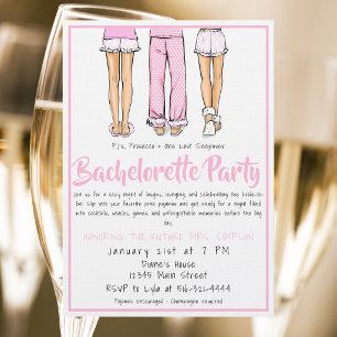 Pajama & Prosecco Bachelorette Party  Invitation