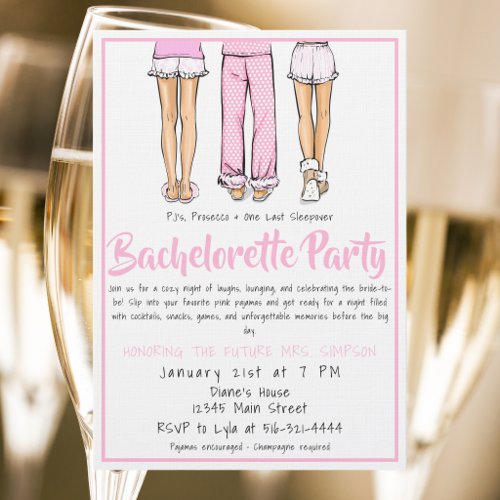 Pajama & Prosecco Bachelorette Party  Invitation