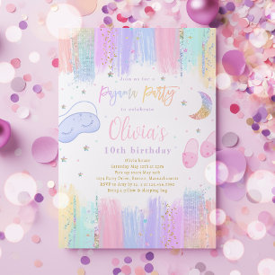 Pajama Sleepover Birthday Party Teen Tween Party Invitation