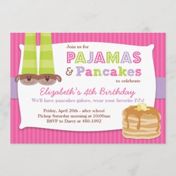 Pajamas And Pancakes Birthday Party Sleepover Invitation by eventfulcards at Zazzle