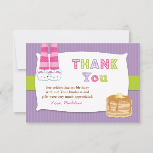 Pajamas and Pancakes Birthday Party Thank You Personalized Announcement