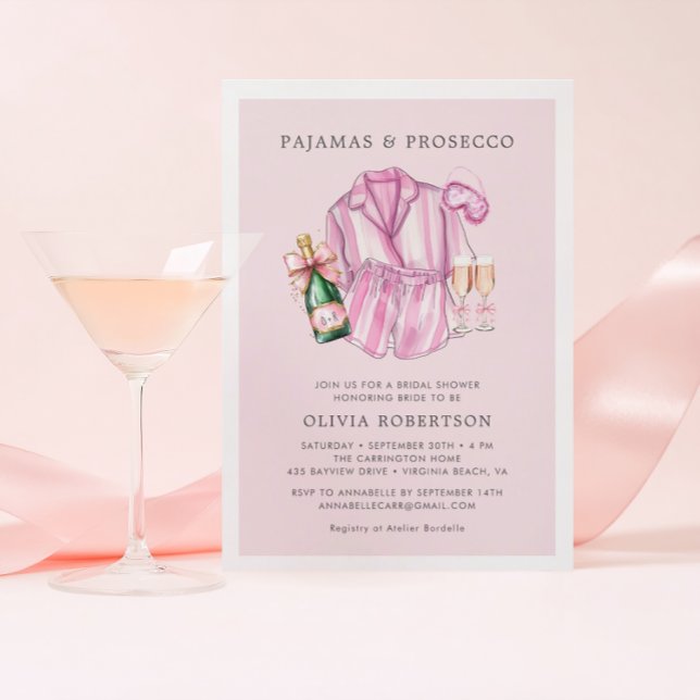 Pajamas and Prosecco Bridal Shower Invitation  (PJ's and Prosecco )