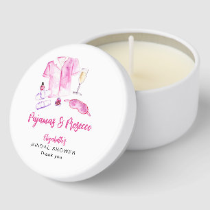 Pajamas and Prosecco Bridal Shower Pink Custom Mini Candle Favors