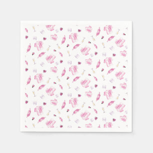 Pajamas and Prosecco Bridal Shower Pink Pattern Napkins