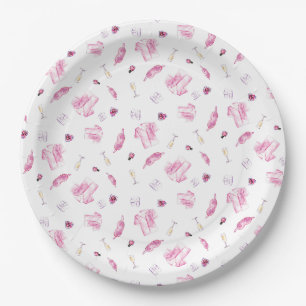 Pajamas and Prosecco Bridal Shower Pink Script  Paper Plates