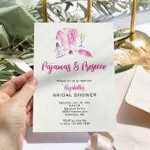 Pajamas and Prosecco Bridal Shower Pink Stripes