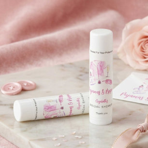 Pajamas and Prosecco Bridal Shower Pink Watercolor Lip Balm